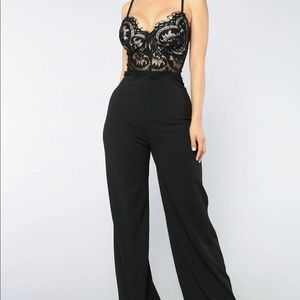 Fashionova lace top jumpsuit black
